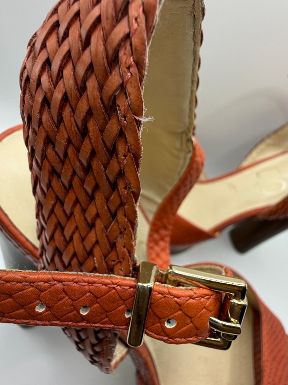 Jessica Simpson Alesta Burnt Orange Textured Platform Block Heel Sandals - Picture 6 of 6